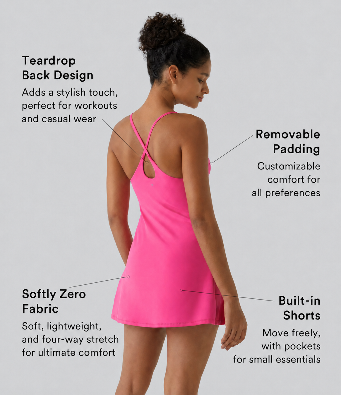 Softly Zero Plush Backless Active Dress-Easy Peezy Edition