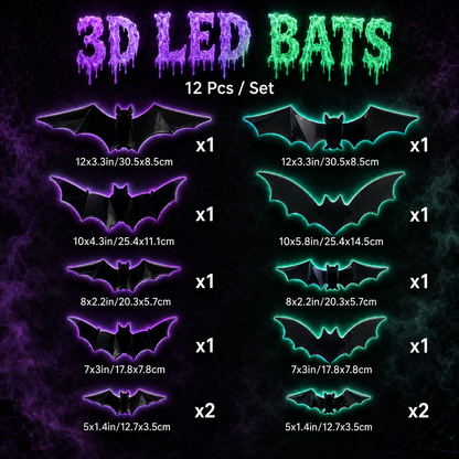 3D LED BATS - WALL DECOR