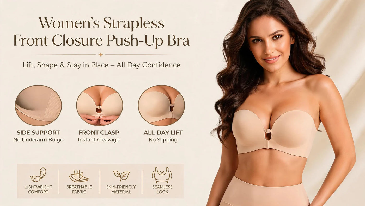 Women's Strapless Front Closure Push-Up Bra