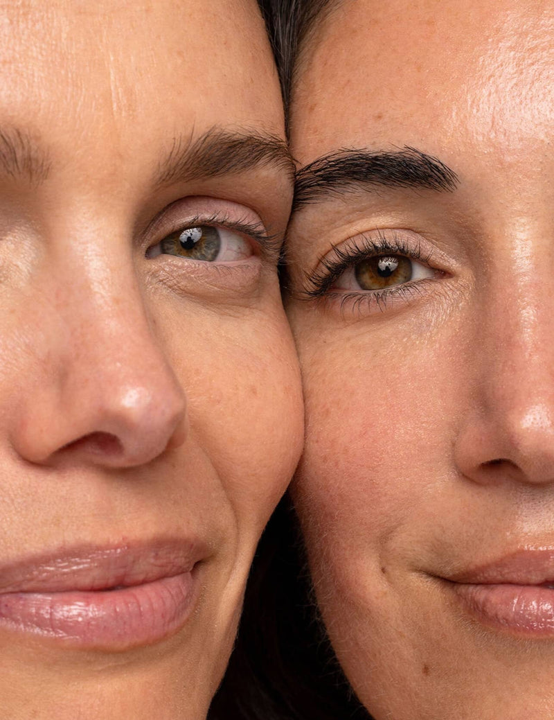Smiling skincare models